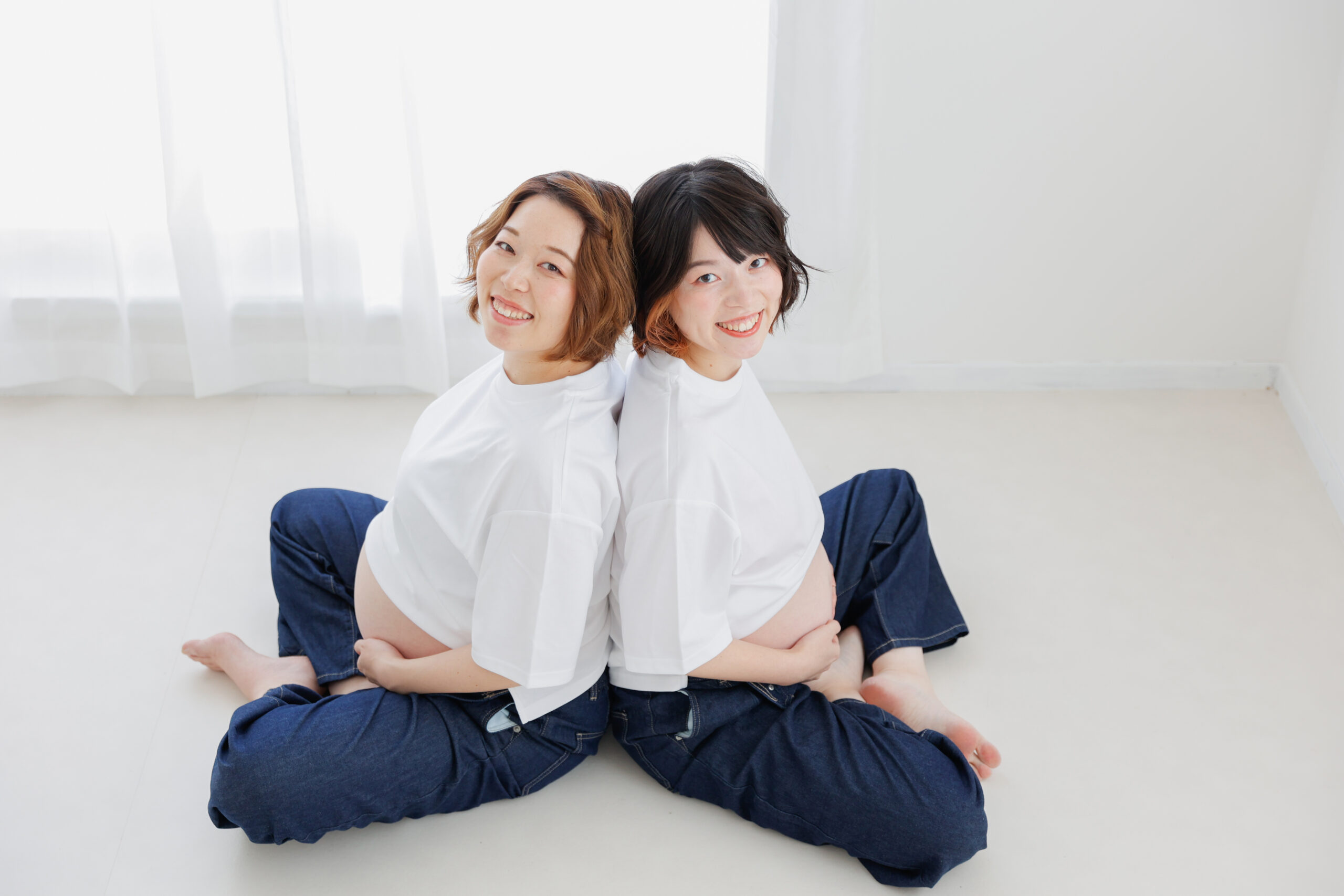 スタジオ撮影｜マタニティー姉妹で写真