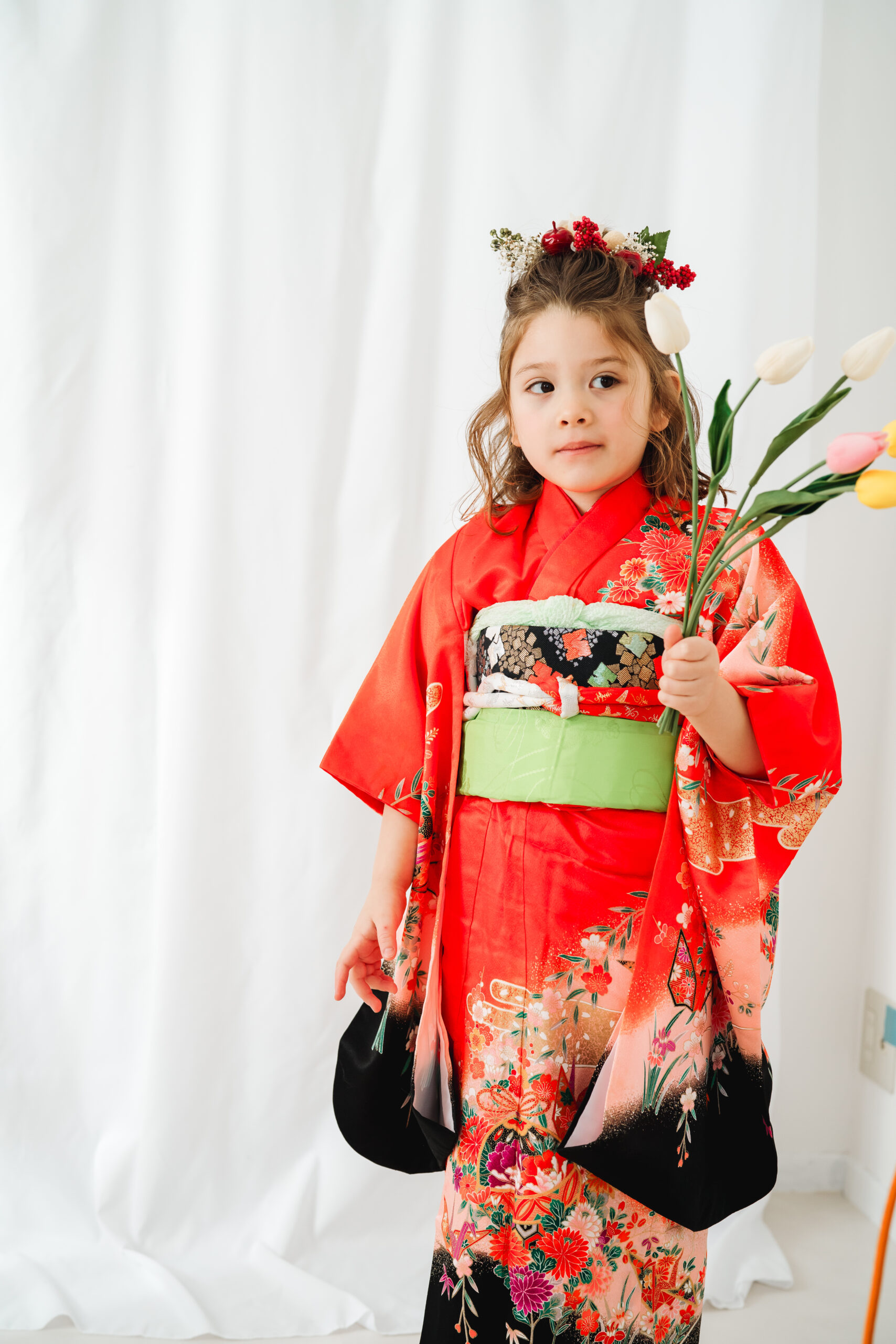 七五三撮影｜和装の女の子がスタジオ撮影